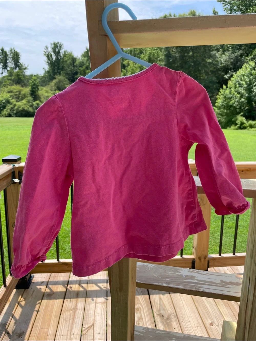 OshKosh B'gosh Bright Pink Long-Sleeve Heart Yoke Top